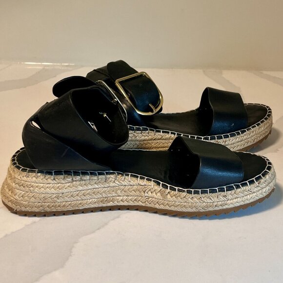 EOS Larah Wedge Espadrille Platform Black Sandal Size 8.5 (39) - Picture 6 of 16